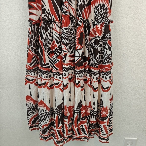 Anthropologie Tired Geometric Print Short Sleeve V Neck Maxi Dress Women's Sz LP - Picture 6 of 16